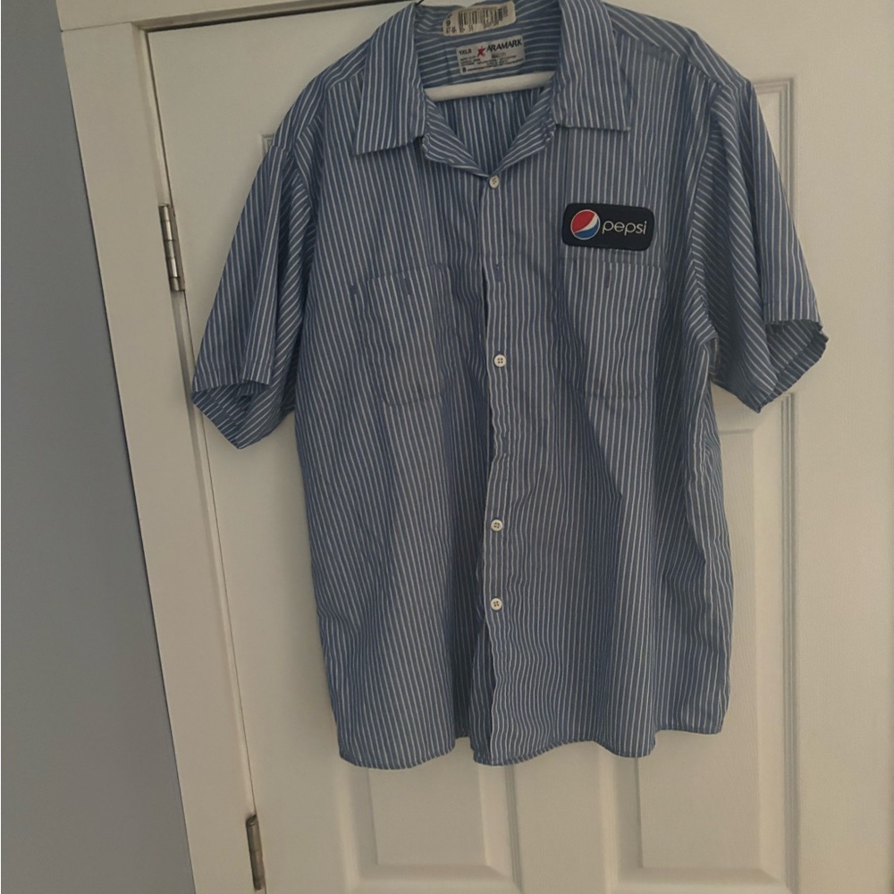Pepsi Classic Blue and White Striped Shirt